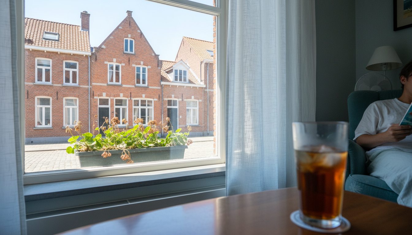 Airconditioning installatie bij bakstenen woning in Vlaanderen