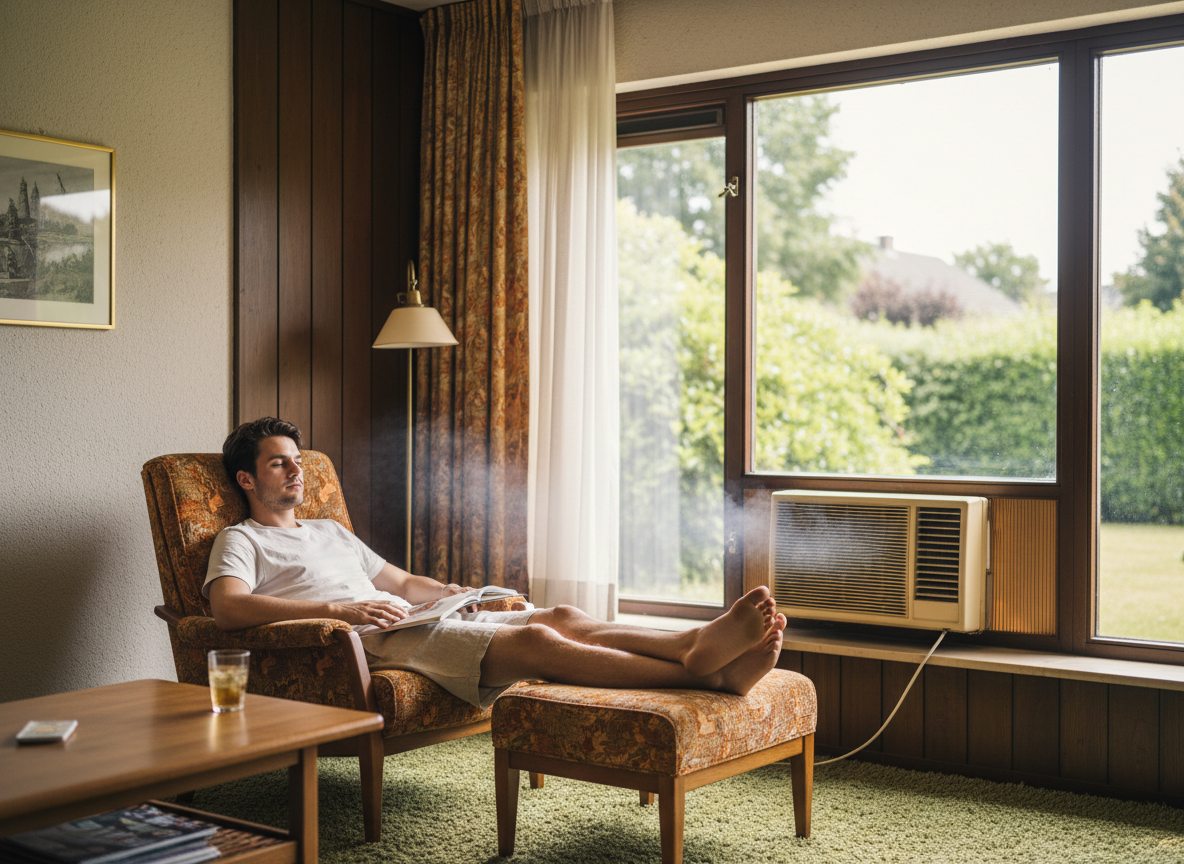 Airconditioning installatie bij bakstenen woning in Vlaanderen